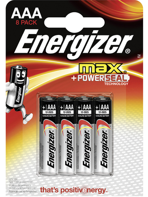 Energizer - ENR MAX E92 BP 8 - Primary battery 1.5 V LR03/AAA Pack of 8 pieces, ENR MAX E92 BP 8, Energizer