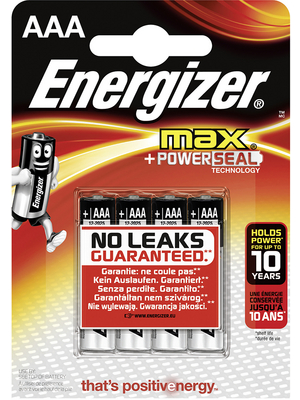 Energizer - ENR MAX E92 BP 4 - Primary battery 1.5 V LR03/AAA Pack of 4 pieces, ENR MAX E92 BP 4, Energizer