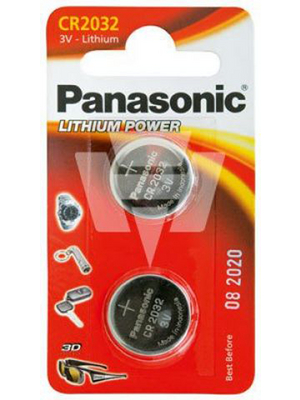 Panasonic Automotive & Industrial Systems - CR2032EP/2B - Button cell battery,  Lithium, 3 V, 225 mAh, PU=Pack of 2 pieces, CR2032EP/2B, Panasonic Automotive & Industrial Systems