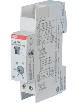ABB - E232E-230N - Staircase Lighting Timer Switch, 230 VAC, 0.5 min-20 min, E232E-230N, ABB