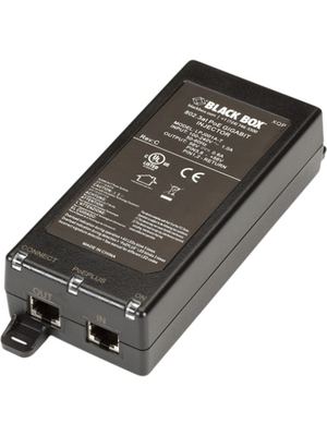 Black Box - LPJ001A-T - PoE Gigabit Injector 1-port, RJ-45 10/100/1000 Mbps-RJ-45 10/100/1000 Mbps, LPJ001A-T, Black Box