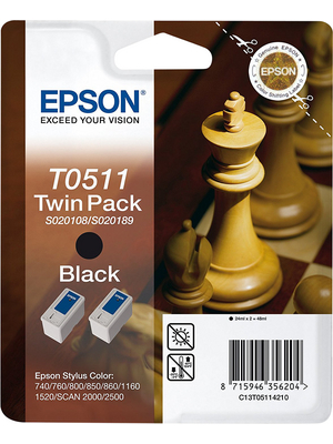 Epson - C13T051142 - Ink twin pack T0511 black, C13T051142, Epson