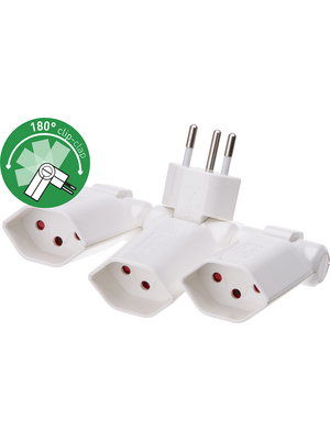 Max Hauri - 130928 - Foldable plug-in socket clip-clap?, 3 x Type J (T13), white, 130928, Max Hauri
