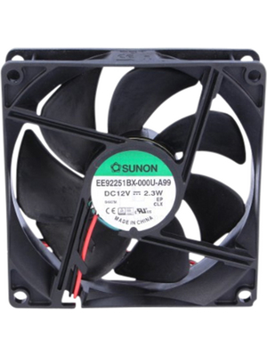 Sunon - EE92251BX-000U-A99 - Axial fan 92 x 92 x 25 mm 93.5 m3/h 12 VDC 2.3 W, EE92251BX-000U-A99, Sunon