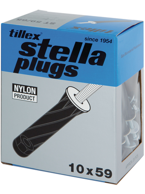 Tillex - ST BLACK EYE 5X55MM - Wall Plugs with Screws 10 x 59 mm PU=Pack of 25 pieces, ST BLACK EYE 5X55MM, Tillex