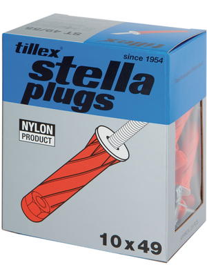 Tillex - ST RED PAN T25 5X55MM - Wall Plugs with Screws 10 x 49 mm PU=Pack of 25 pieces, ST RED PAN T25 5X55MM, Tillex