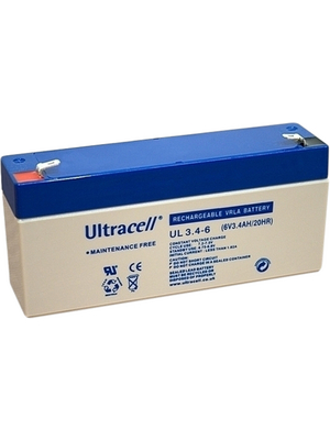 Ultracell - UL3.4-6 - Lead-acid battery 6 V 3.4 Ah, UL3.4-6, Ultracell
