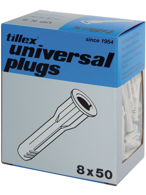 Tillex - UP K 5X30MM - Universal Wall Plugs with Collar 5 x 30 mm PU=Pack of 100 pieces, UP K 5X30MM, Tillex