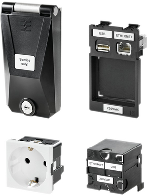 Weidmller - IE-FC-SET-IPDEK001-KY-P - Mains Socket Set N/A black F (CEE 7/3) FrontCom Vario, IE-FC-SET-IPDEK001-KY-P, Weidmller