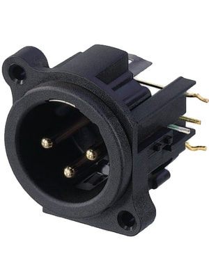 Neutrik - NC3MAHR - XLR Panel-mount male receptacle 3 N/A A Right Angle / PCB Mounting black, NC3MAHR, Neutrik