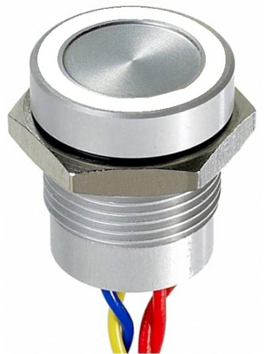 Apem - PBAR1AF0000K0W - Piezo switch Natural aluminum 16.2 mm 1 make contact (NO) Series PBA, PBAR1AF0000K0W, Apem