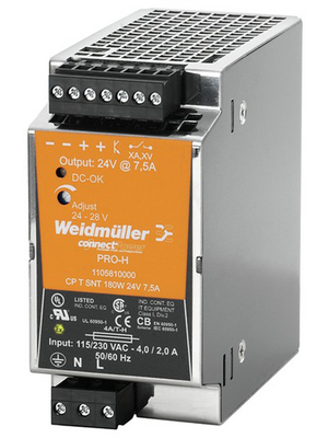 Weidmller - CP T SNT2 180W 24V 7,5A - Switched-mode power supply / 7.5 A, CP T SNT2 180W 24V 7,5A, Weidmller
