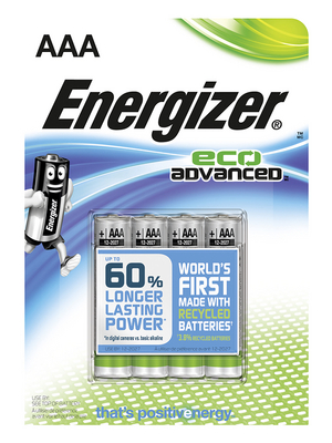 Energizer - ENR ECOAD E92 BP 4 - Primary battery 1.5 V LR03/AAA Pack of 4 pieces, ENR ECOAD E92 BP 4, Energizer