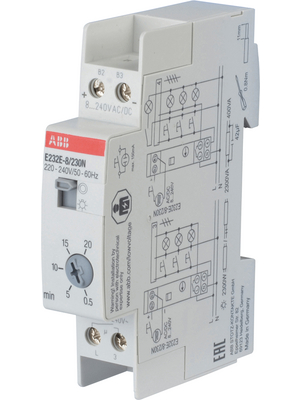 ABB - E232E-8/230N - Staircase Lighting Timer Switch, 8 VAC / 230 VAC, 0.5 min-20 min, E232E-8/230N, ABB