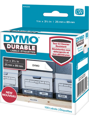 Dymo - 1976200 - Durable LabelWriter Label, 89 x 25 mm, black on white, 1 x 100, 1976200, Dymo