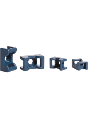 HellermannTyton - MCKR6G5 PA66MP+ BU 100 - Cable tie mount 6.4 mm blue - Polyamide 6.6 with metal particles, MCKR6G5 PA66MP+ BU 100, HellermannTyton