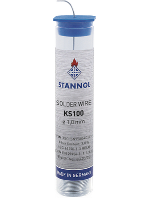 Stannol - KS100 FLOWTIN TSC, DIAM. 0 - Solder wire Sn95/Ag4/Cu1 20 g 0.7 mm, KS100 FLOWTIN TSC, DIAM. 0, Stannol