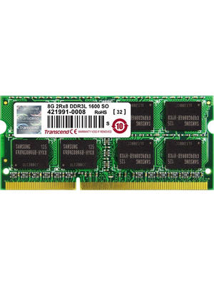 Transcend - TS8GJMA384H - RAM Memory, DDR3 SDRAM, SODIMM 204pin, 8 GB, TS8GJMA384H, Transcend
