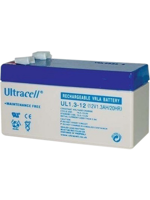 Ultracell - UL1.3-12 - Lead-acid battery 12 V 1.3 Ah, UL1.3-12, Ultracell