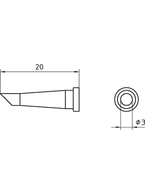 Weller - LT 33C - Soldering tip Round shape beveled 45 3 mm, LT 33C, Weller