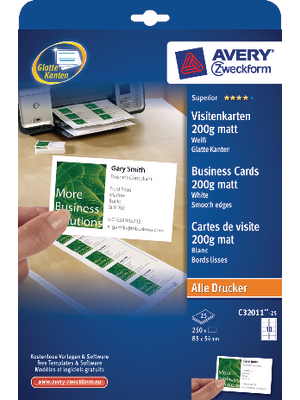 Avery Zweckform - C32011-25 - Superior business card 25 x 10 cards 200 g/m2, C32011-25, Avery Zweckform
