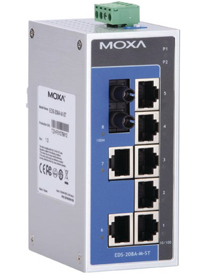 Moxa - EDS-208A-M-ST - Switch 7x 10/100 1x 100FX ST/MM, EDS-208A-M-ST, Moxa