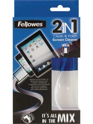 Fellowes - 9922101 - 2-in-1 screen cleaner with micro-fibre cloth, 9922101, Fellowes