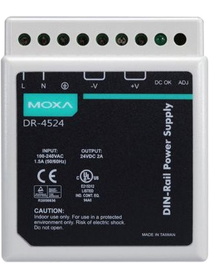 Moxa - DR-4524 - Power supply unit, 24 VDC 45 W, DIN rail mounting, DR-4524, Moxa