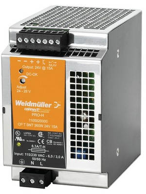 Weidmller - CP T SNT2 360W 24V 15A - Switched-mode power supply / 15 A, CP T SNT2 360W 24V 15A, Weidmller