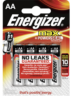 Energizer - ENR MAX E91 BP 4 - Primary battery 1.5 V LR6/AA Pack of 4 pieces, ENR MAX E91 BP 4, Energizer