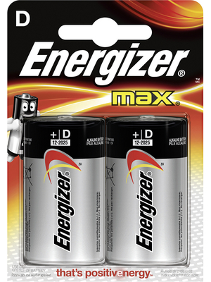 Energizer - ENR MAX E95 BP 2 - Primary battery 1.5 V LR20/D Pack of 2 pieces, ENR MAX E95 BP 2, Energizer