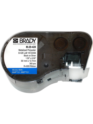 Brady - M-29-428 - Label Maker Cartridge Polyester / Metalized 12.7 mm x 38.1 mm 360 p. black on silver, M-29-428, Brady