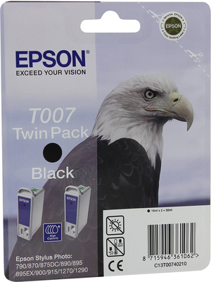 Epson - C13T007402 - Ink twin pack T007 black, C13T007402, Epson