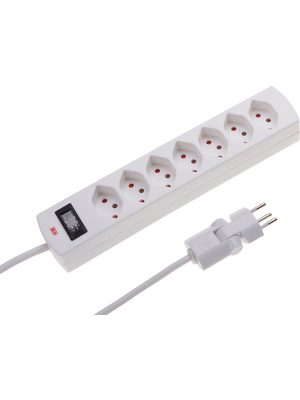 Max Hauri - 114970 - Outlet strip with switch & clip-clap?, 7xJ (T13), white, 114970, Max Hauri