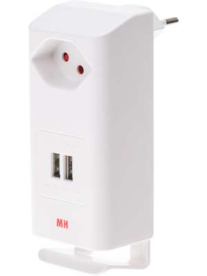 Max Hauri - 125631 - Outlet tap,  2x USB, Type J (T12), white, 125631, Max Hauri