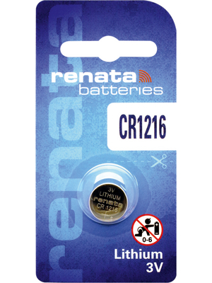 Renata - CR1216 MFR.SC - Button cell battery,  Lithium, 3 V, 30 mAh, CR1216 MFR.SC, Renata