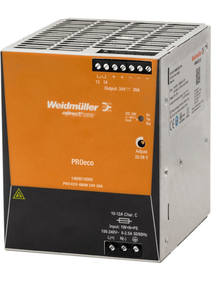 Weidmller - PRO ECO 480W 24V 20A - Switched-mode power supply / 20 A, PRO ECO 480W 24V 20A, Weidmller
