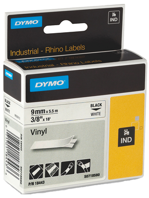 Dymo - 18432 - Rhino tape IND, vinyl 12 mm black on yellow, 18432, Dymo