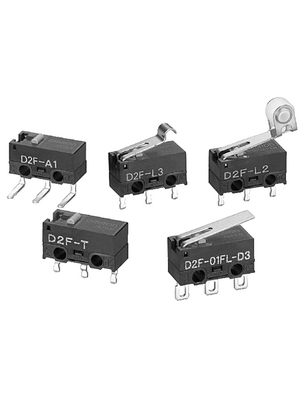 Omron Electronic Components - D2F-L2-D - Micro switch 3 A Roller lever N/A 1 change-over (CO), D2F-L2-D, Omron Electronic Components