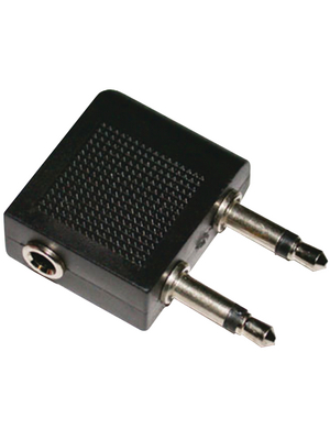 Valueline - AC-069 - Airplane headphone adapter 1x jack coupling, stereo female 3.5 mm C 2x jack plug, mono male 3.5 mm f C m, AC-069, Valueline