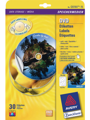 Avery Zweckform - C9780-15 - DVD labels matte, C9780-15, Avery Zweckform