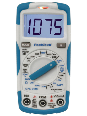 PeakTech - PeakTech 1075 - Multimeter digital RMS 1999 digits 600 VAC 600 VDC 10 ADC, PeakTech 1075, PeakTech