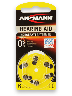 Ansmann - HEARING AID AZA10 BLISTER6 - Hearing-aid battery 1.45 V 100 mAh PU=Pack of 6 pieces, HEARING AID AZA10 BLISTER6, Ansmann