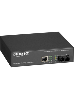 Black Box - LPM600A - PoE PSE Media Converter, 1x RJ-45-SC, LPM600A, Black Box