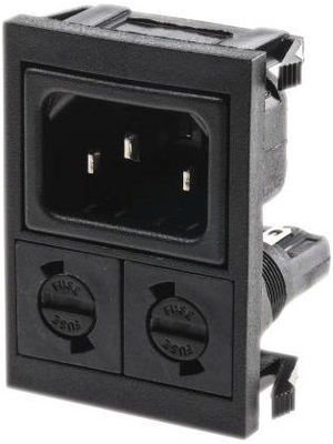 Bulgin - BZV03/Z0000/04 - Plug combi-module C14 Faston 6.3 x 0.8 mm 10 A/250 VAC black Snap-in L + N + PE, BZV03/Z0000/04, Bulgin