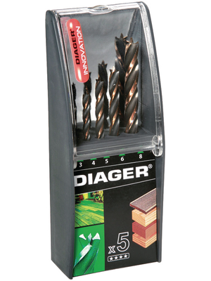 Diager - 910D - Wood drills with straight shank, 5 pieces, 910D, Diager