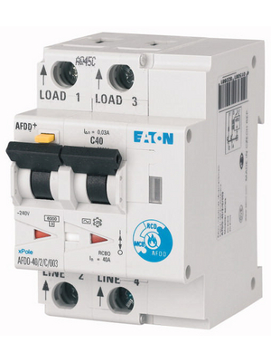Eaton - AFDD-40/2/B/003-A - Arc fault detection device 40 A 30 mA 2 170...264 VAC, AFDD-40/2/B/003-A, Eaton