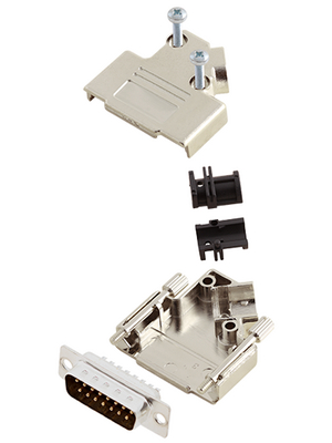 Encitech Connectors - D45PK-M-15-DBP-K - D-Sub plug kit 15P, D45PK-M-15-DBP-K, Encitech Connectors