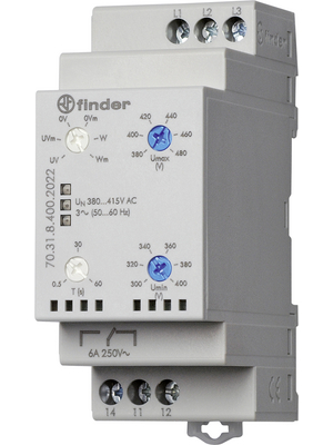 Finder - 70.31.8.400.2022 - Voltage monitoring relay, 6 A  @ 250 VAC, 70.31.8.400.2022, Finder