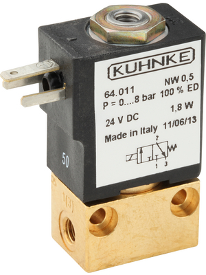 Kuhnke - 64.001 24VDC - Solenoid Valve 24 VDC 0...8 bar 3/2 NC 0.45 l/min, 64.001 24VDC, Kuhnke